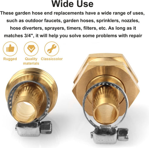 Aillsa 3/8" Garden Brass Mender End Repair Kit Hose Connector Male Female 0.47" Diameter Hose Connector The Brass Garden Hose Mender's...