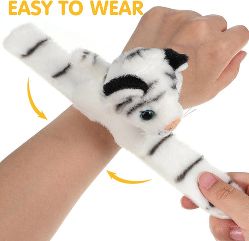 Gadpiparty Animals Slap Bracelet Plush Toys Tiger Slap Band Stuffed Animals Slap Toy Tiger Wristband Interactive Toy Figures for Kids Birthday Par...