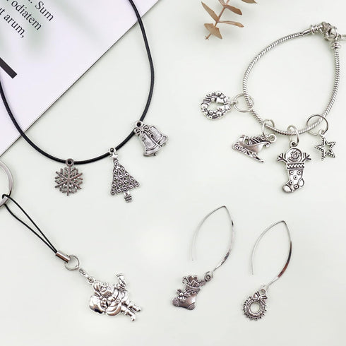 JIALEEY Christmas Charms, Wholesale Bulk Lots Christmas Charm Mixed Tibetan Silver Metal Pendants DIY for Jewelry Making Crafting Ornaments...