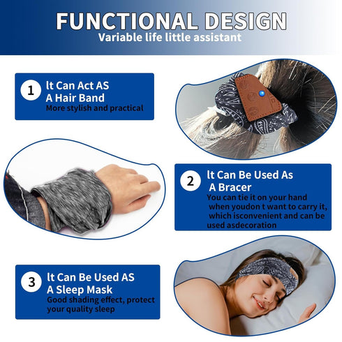 4 in1 Sleeping Bluetooth Headphones, Sport Headband and Sleep Mask with Ultra-Thin Speakers for Side Sleepers- Sports Headband, and Bluetooth Head...