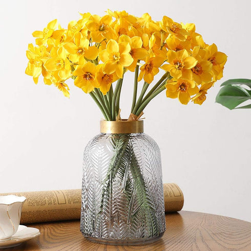 Artificial Daffodils Flowers Fake Spring Flower Silk Flower Arrangement for Home Wedding Table Decor 15.8 Inches, Yellow...