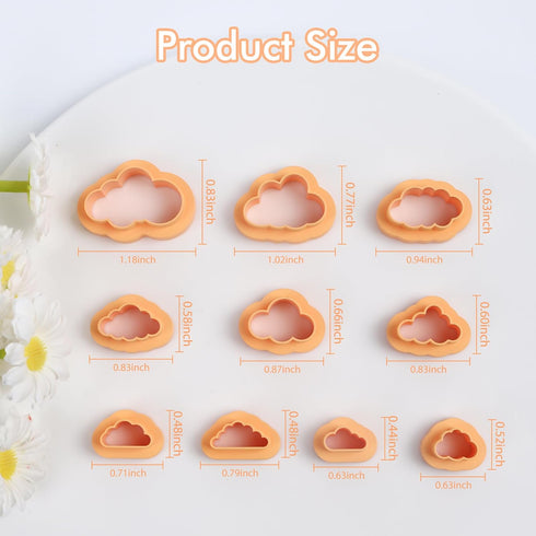Puocaon Cloud Polymer Clay Cutters - 10 Pcs Basic Clay Cutters for Polymer Clay Jewelry, Cloud Shape Polymer Clay Cutters for Earrings, Simple Cla...