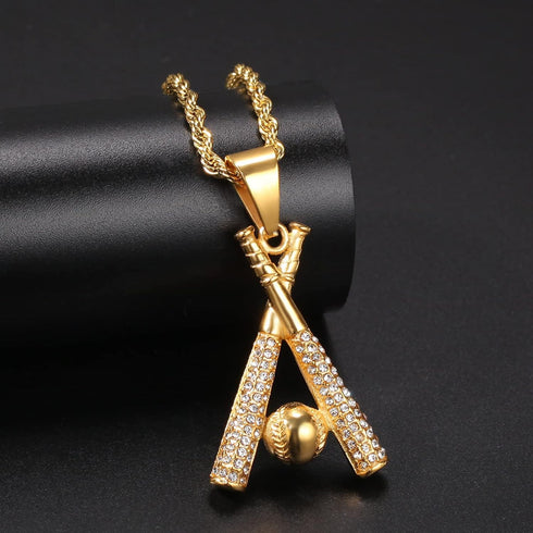 Gold Baseball Necklaces for Boys Baseball Bat Cross Necklace Baseball Chain Pendant Necklace for Men Women Sports Hiphop Necklace Baseball Lovers ...