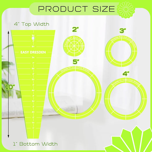 5 Pcs Acrylic Quilting Template Ruler Dresden Plate Template for Quilting 10 Inch Quilt Rulers for Quilting Quilt Ruler Set for Blanket Making Clo...