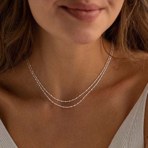 MBW Layered Necklaces for Women, Dainty Silver Plated Snake Twist Rope Chain Necklace for Women Simple Herringbone Thin Snake Chain Satellite Chok...