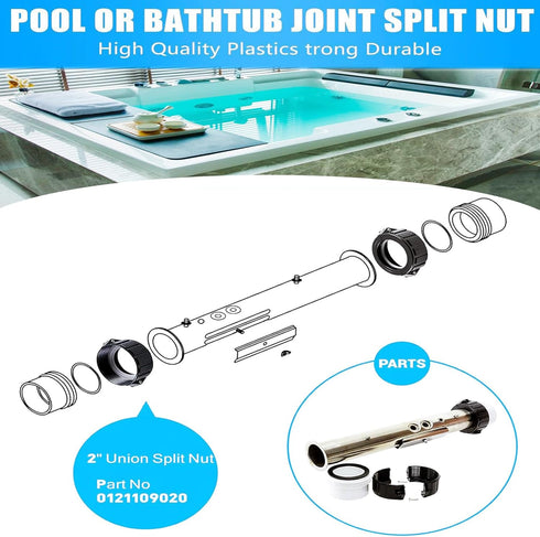 2" Spa Hot Tub Heater Split Nut Union Kit for Balboa Gecko Hot Tub Pump Union Replacement 0121109020 400-5301 Tub Heater Split Nut with Screw and ...