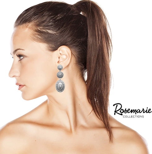 Rosemarie Collections Women's Statement Western Style Triple Concho Dangle Earrings, 2.87"...