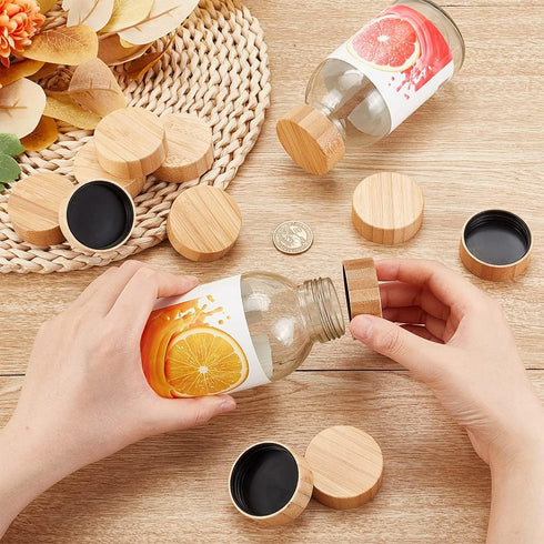 OLYCRAFT 15Pcs Wood Spice Jars Lids Bamboo Spice Lid Fits 4 Oz Square Spice Jars 39.5mm Diameter Wooden Lid Storage Canning Bamboo Spice Lid for S...