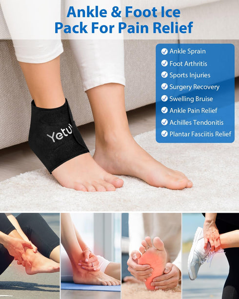 Ankle Ice Pack Wrap for Swelling Foot Pain Relief - Ankle Cold Pack Wrap Hot Cold Therapy Ankle Ice Wrap for Sprains, Achilles, Tendonitis...