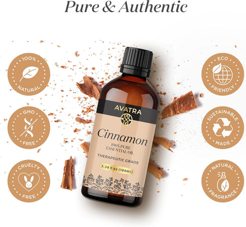 Avatra Cinnamon Essential Oil for Skin, Diffuser, & Aromatherapy | Natural & Undiluted Essential Oil for Cleaning, DIY | Soap & Candle Making | Pr...