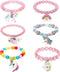 Set of 6 Unicorn Rainbow Bracelets, Little Girl Animal Bracelets, Teens Kids Unicorn Pendant Beaded Bracelet Girl Party Favor Pretend Play Bracele...