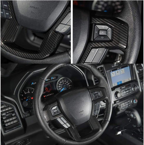 Keptrim for F-150 ABS Carbon Fiber Steering Wheel Cover Trim for 2015 2016 2017 2018 2019 2020 Ford F150, for 2017-2022 F250 F350, for 2018-2021 F...