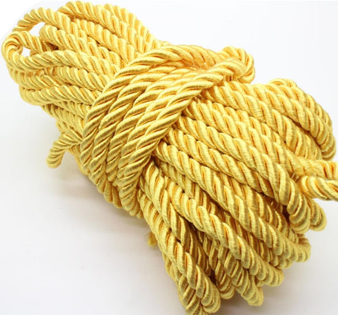 U Pick 10yds 5mm Decorative Twisted Satin Polyester Twine Cord Rope String Thread Shiny Cord Choker Thread (07:Yellow)...