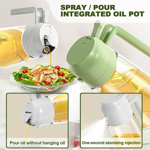 Oil Spray Bottle, 2 in 1 Oil Spray and Oil Container, 470ml/ 16oz Olive Oil Spray Bottle,Cooking Oil Spray Glass for Used for Air Fryer, Baking, G...