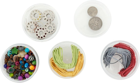 Paylak Containers Storage Small Impact Resistant Stackable Clear 5 For Beads Crafts Findings Small Items 2.50" Round...