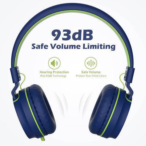AILIHEN Kids Headphones, I35 On-Ear Headphones for School, Safe Volume 93dB, HD Mic Stereo Headphone for Kid Girls Boys, Foldable 3.5mm Wired for ...