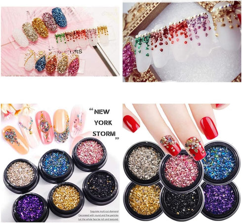 Crushed Glass Irregular Metallic Mini Chips Sprinkles Chunky Glitter Gold 100g 0.5-2.5mm for Nail Arts Craft DIY Vase Filler Epoxy Resin Mold Jewe...