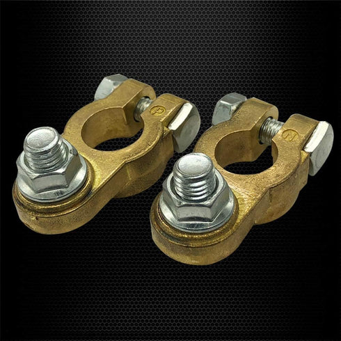 Ampper Brass Battery Terminal Connectors, Top Post Battery Terminals Clamp Set for Marine Car Boat RV Vehicles (1 Pair)...