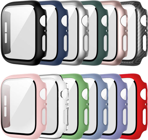 12 Pack Case for Apple Watch 38mm Series 3/2/1 with Tempered Glass Screen Protector, Haojavo Full Hard PC Ultra-Thin Scratch Resistant Bumper HD P...