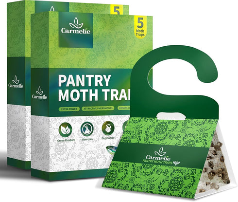 10 Pack Pantry Moth Traps - Glue Traps with Pheromone - Effective & Non-Toxic for Closet, Pantry & Kitchen - Moth Traps for Meal Moth Killer, Stic...