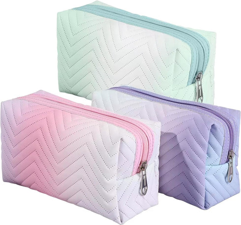 3pcs Travel Makeup Cosmetic Bag,Hotipine Cute Makeup Zipper Pouch Toiletry Bag,Waterproof Large Purse Organizer,Portable Beauty Storage Brush Aest...