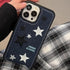 Casechics Compatible with iPhone Case,Cool Denim Fabric Embroidery Star Silicone Camera Lens Protection Soft Shockproof Cover Phone Case (Blue,iPh...