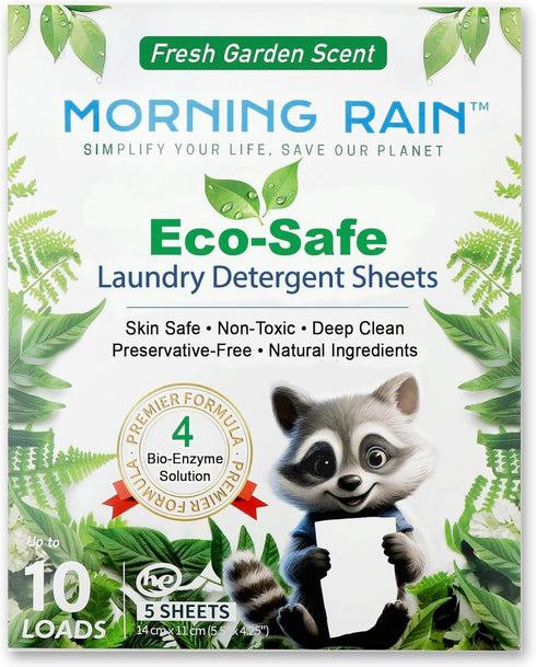 Eco-Safe Laundry Detergent Sheets - Ingredients from Finland, Natural Scent, Bio-Enzyme Formula, Power Clean, 5 Sheets (Up to 10 Loads) - Non-Toxi...