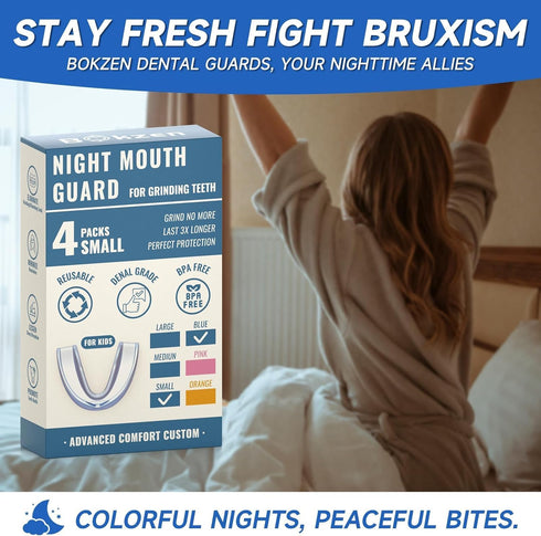 4 Pack Blue Kids Mouth Guard for Grinding Teeth, Moldable Kid Mouth Guard for Clenching Teeth at Night, Comfortable Mouthguard Stops Bruxism, TMJ...