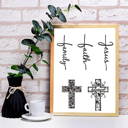 Christian Stencils Painting on Wood, Religious Bible Stencils for Journaling Reusable Motivational Saying Faith God Bible Verse Stencils for Farmh...