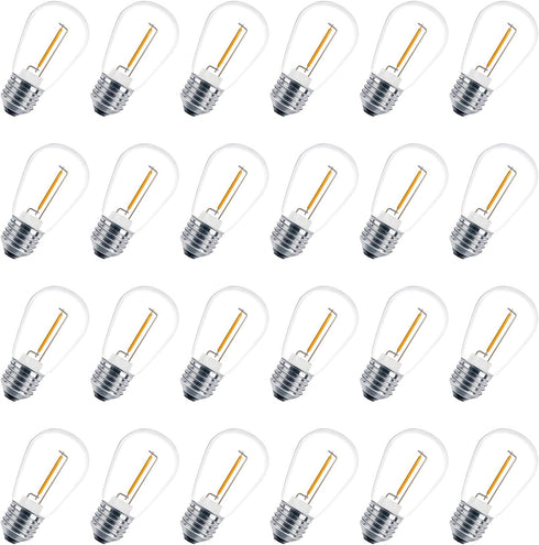 24 Pack LED S14 Replacement Light Bulbs, Shatterproof Waterproof 1W Outdoor String Light Bulbs, E26 Medium Base, 2200K Warm White, 11w Equivalent,...