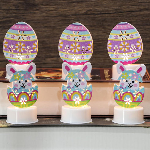 DRomance Easter Flameless Votive Candles with Timer Battery Operated LED Flickering Tea Lights Candles Long Lasting 300 Hours 3 Colorful Bunny and...