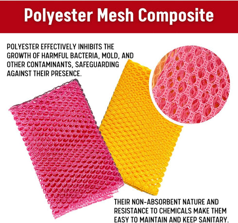 UNHA'S Dish Scrubber Cloth - Mesh Dishwashing Scouring Pad for Kitchen - Non-Abrasive, Non-Absorbent, Quick Dry, Odorless Polyester Mesh Scrubbing...