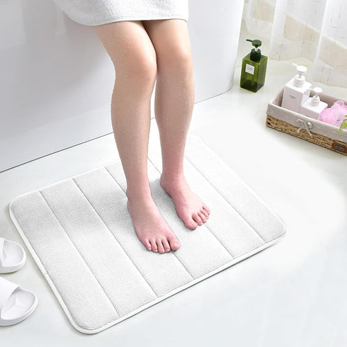 VANRA Small Bath Mat Bath Rugs Anti-Slip Memory Foam Non-Slip Bathroom Mat Soft Bathmat Carpet 15.7" X 23.6" (White)...