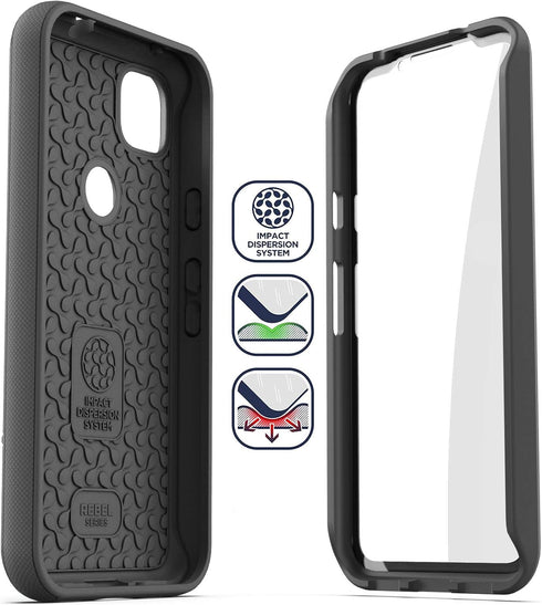 ENCASED Pixel 4a Case with Screen Protector (Rebel Shield) Rugged Full Body Protective Cover with Build-in Screen Guard for Google Pixel 4a - Blac...