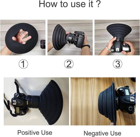 Camera Lens Hood, Collapsible Reversible Filter Thread Rubber Digital Lens Hood DSLR Lens Cap Shade...