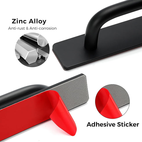 Ravinte Adhesive Cabinet Handles Self Stick Drawer Pulls Stick on Handle Black Cabinet Pulls No Drilling Push Pull Helper for Kitchen Cabinet Wind...