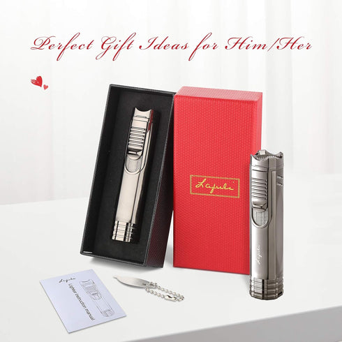 Cigar Lighter, Cigar Punch, Cigar Draw Enhancer, Cigar Holder,All-in-one Refillable Butane Torch Lighter. Cigar Accessories(Gas Not Included)...