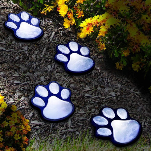 LED Paw Print Solar Lights, Set of 4 Dog,Cat,Puppy Animal Garden Lights Paw Lamp for Pathway,Lawn,Yard,Outdoor Decorations-Solar Paw(White)...