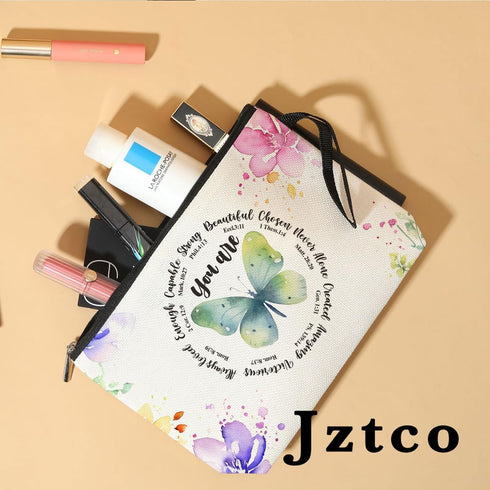 Inspirational Christian Gifts for Women Makeup Bag Religious Gifts Makeup Zipper Pouch Bag Bible Verse Cosmetic Bag Scripture Christmas Birthday G...