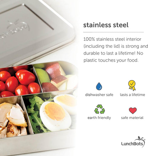 LunchBots Medium Uno Stainless Steel Sandwich Container - Open Design for Wraps - Salads or a Small Meal - Eco-Friendly - Dishwasher Safe and BPA-...