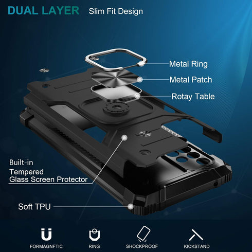 IKAZZ for Galaxy A51 4G Case with Screen Protector,Dual Layer Soft Flexible TPU and Hard PC Anti-Slip Full-Body Rugged Protective Phone Cover with...