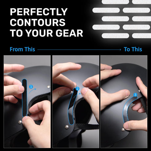 Elos Reflective Gear 3M Reflective Black Stickers - Reflective Helmet Tape, Motorcycle Reflective Tape, Hi Viz Stickers for Helmets - Discreet Bla...