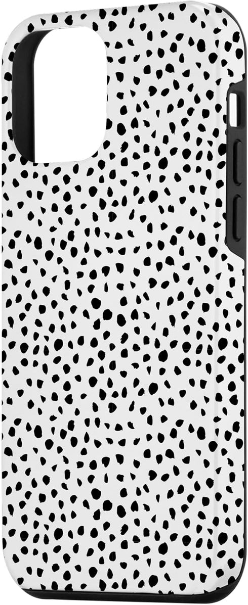 iPhone 12 mini Popular Dalmatian Pattern, White w Brush Stroke Black Spots Case...