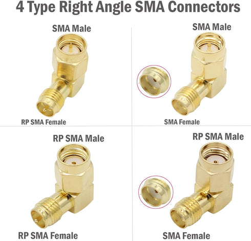SMA Adapter Kit, 18pcs, Gold Plated, Compatible with FPV Antennas, Ham Radio, WiFi Router, etc....