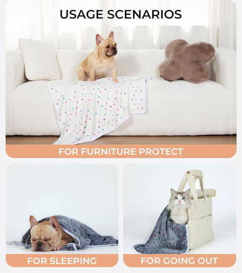 Luciphia 1 Pack 2 Pet Blankets for Dogs Cats, Fleece Print Dog Cat Blankets for Small Medium Large Puppy Kitten, Dot Grey White Medium(30x20 inch)...