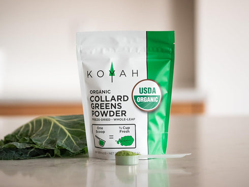 KOYAH - Organic USA Grown Collard Greens Powder (Equivalent to 15 Cups Fresh): Freeze-Dried, Whole-Leaf Powder...