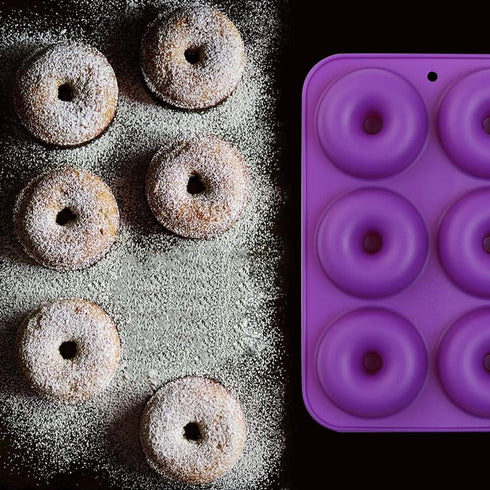 6-Cavity Silicone Donut Mold, Silicone Bagel Mold, Non-Stick Donut Mold, Food Grade Silicone, BPA Free, 3 Pcs...