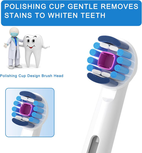 Replacement Toothbrush Heads Compatible with Oral B Braun, 4Pack 3D White Electric Toothbrush Heads Refill...