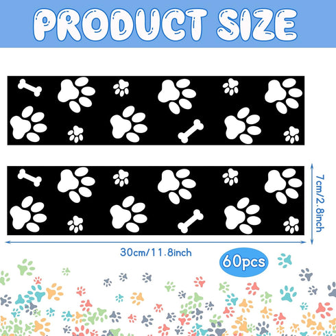 59.1 Feet Pet Paw Bulletin Board Border Classroom Decorations Black and White Puppy Boarders for Bulletin Board Paw and Bone Print for Walls Desks...