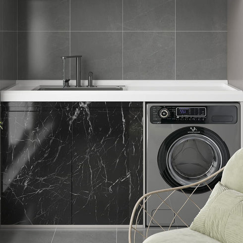 CRE8TIVE Black Mable Contact Paper for Countertops Waterproof Glossy Marble Wallpaper Peel and Stick Countertops Self Adhesive Removable Marble Vi...